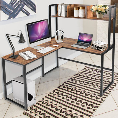 Orelia L-Shaped Iron Writing Desk