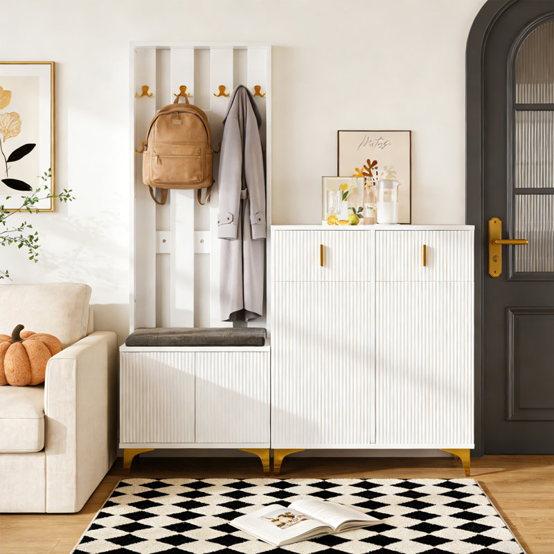 Ensemble de garde-robe moderne, armoire à chaussures avec tiroirs, rangement pour chaussures avec armoire à porte et arbre d'entrée
