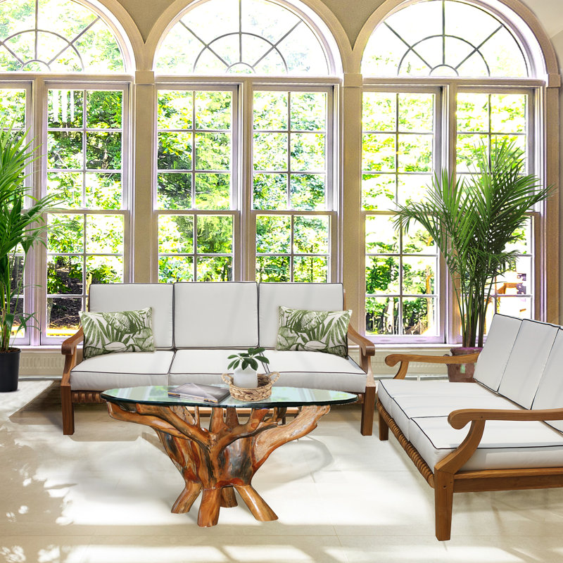 Canapé de patio à assise profonde avec coussins teck Coral
