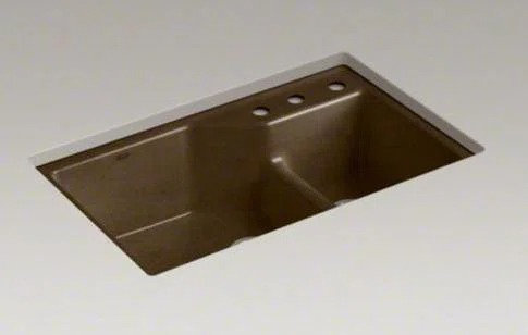 Indio® 33" L x 21.125" W Double Basin Undermount Kitchen Sink with Accessories, 3 hole, Ice Gray