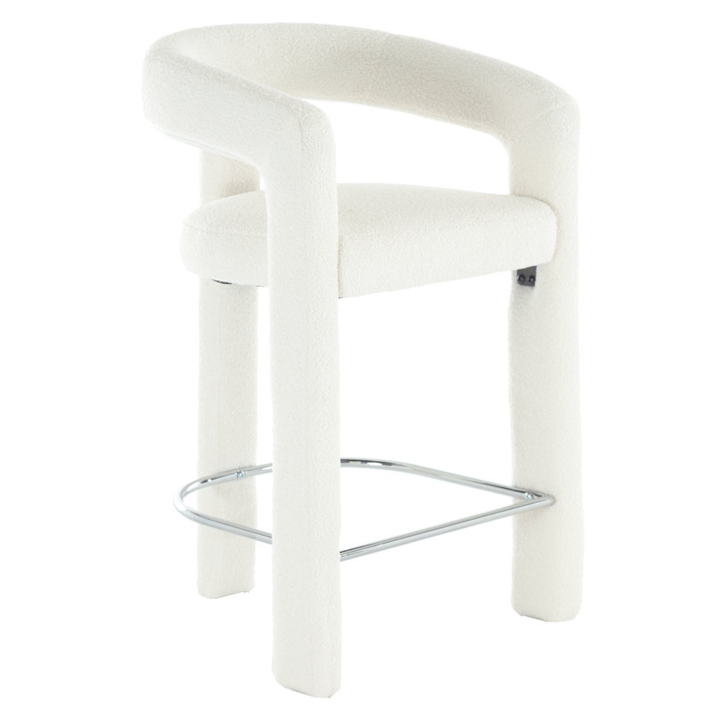 Modern Barrel Counter Chair With Armrests And Stirrups For Kitchen Islands, Bar Bars And Counters Seat Height 26.25”, 1