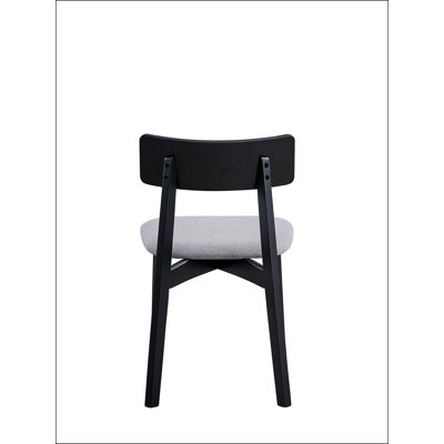 Grey Linen And Black Finish Side Chair