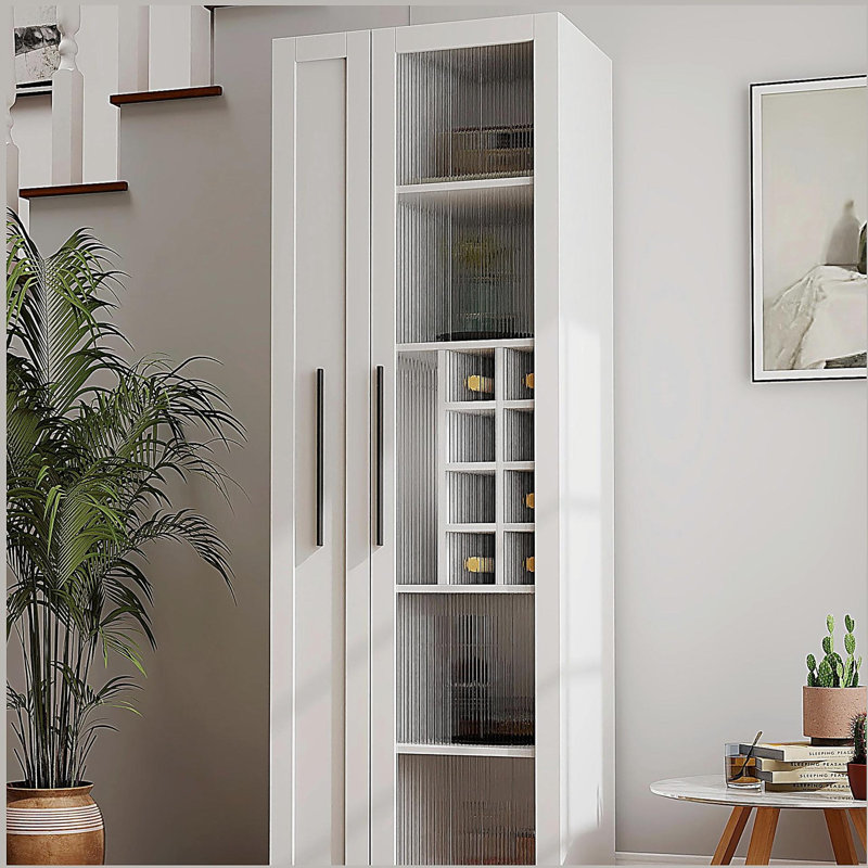 Armoire de cuisine avec étagère de rangement coulissante multifonctionnelle à plusieurs niveaux, armoire de rangement de ferme avec portes en verre, organisateurs de garde-manger
