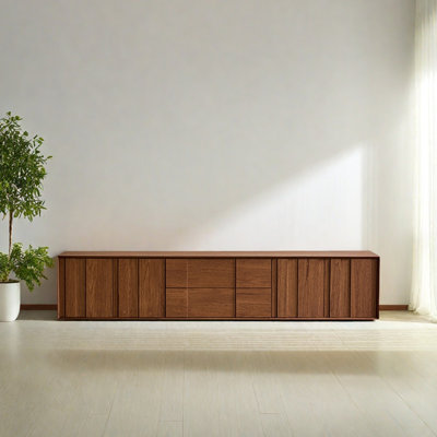 Modern Wood TV Stand with Closed Bottom Design