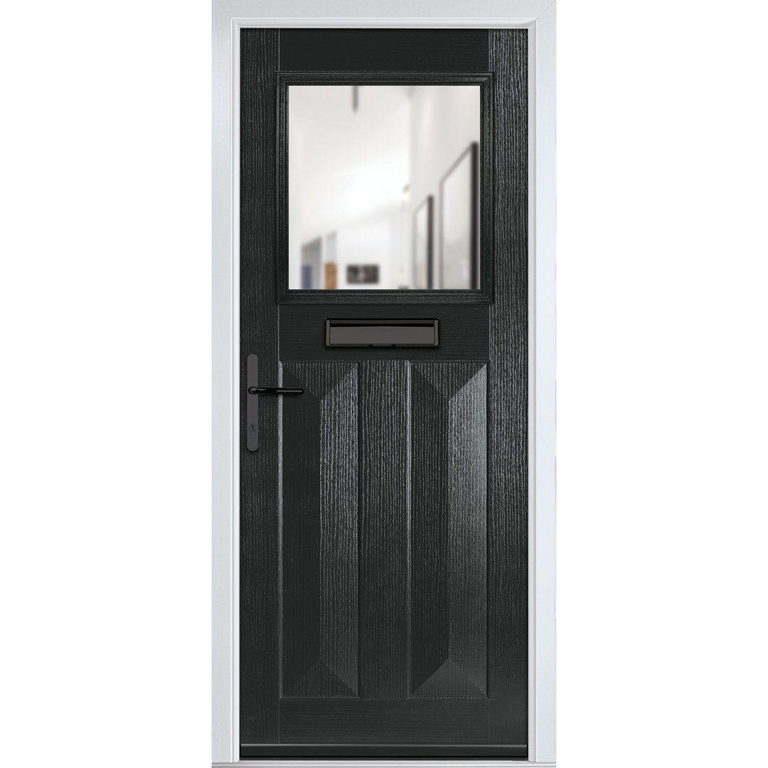 Crystal GRP Front door Eaton Slate Grey 920mm x 2090mm Open in Left hand Clear Glass