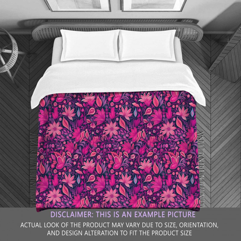Machine Printed Comforter, Queen Comforter, Pink/Purple Floral