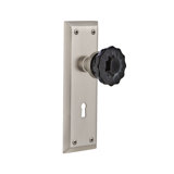 New York Plate with Decorative Keyhole and Crystal Black Door Knob