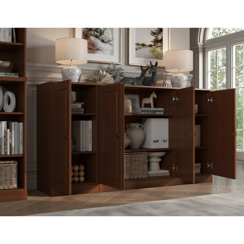 Kweku 100% Solid Wood 65" Sideboard with Raised Panel Doors & Adjustable Shelves, Mocha