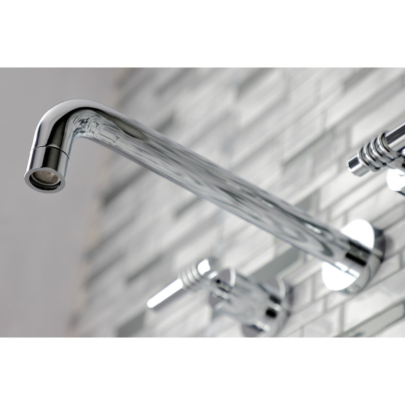 Kingston Brass Milano Two-Handle 3-Hole Wall Mount Roman Tub Faucet, Polished Chrome