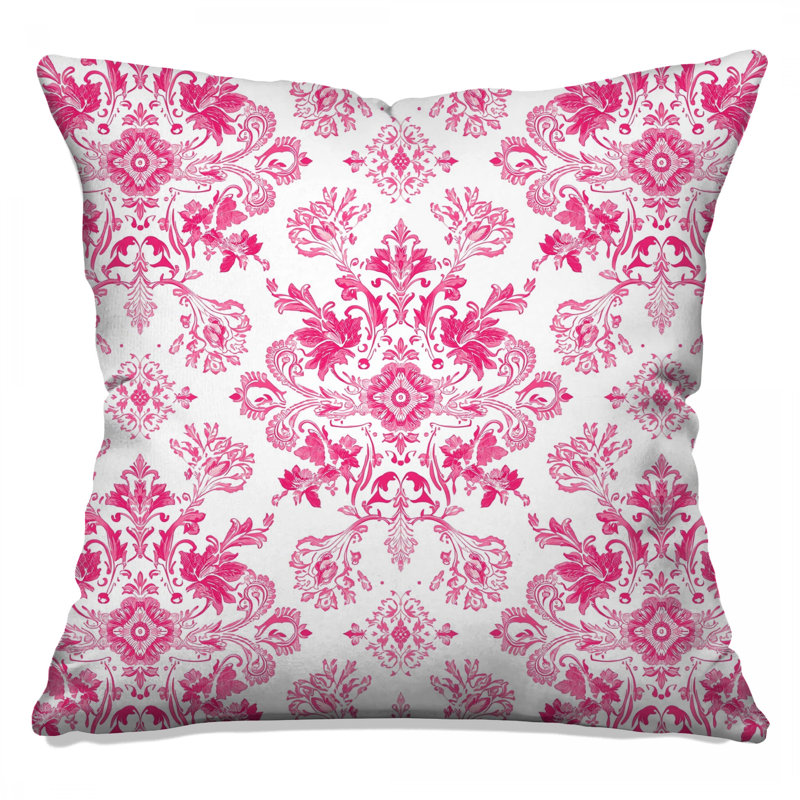 Coussins en damas rose, 26 x 26 pouces