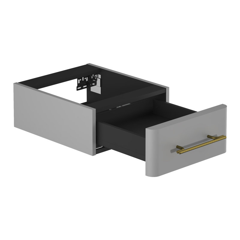 Ashaud Bathroom Storage Cabinet, Pearl Grey Supermat/Gold