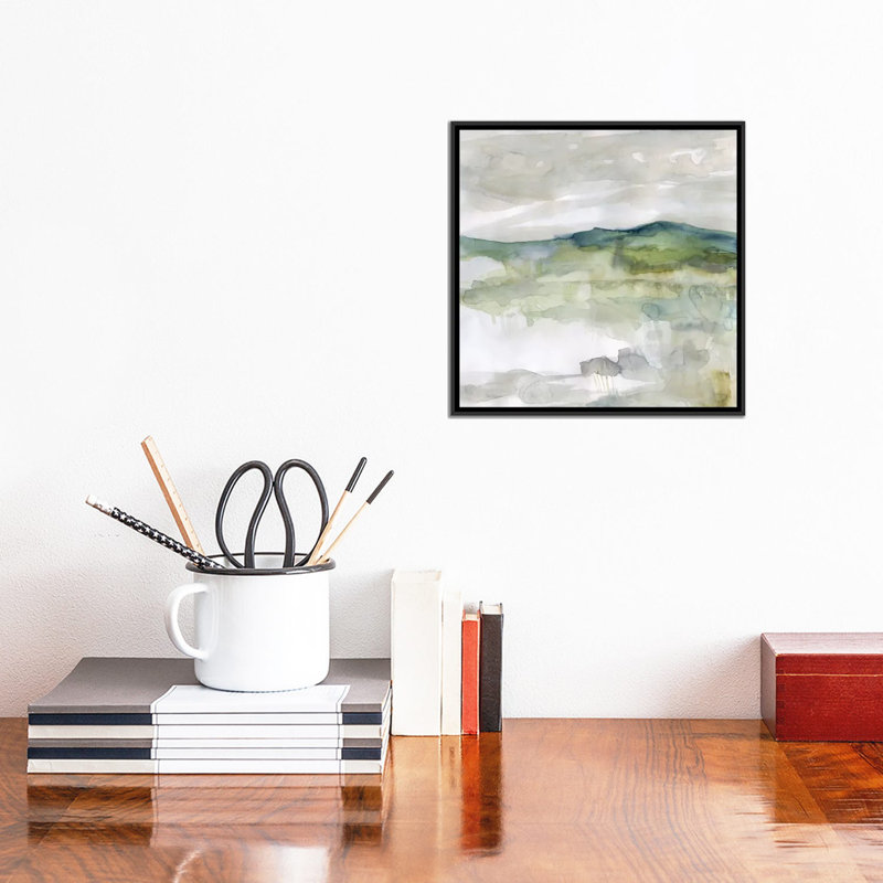«Hillside Study» par Carol Robinson - reproduction, Pas de tapis, H 12 po x l 12 po x P 1,5 po, Toile avec cadre noir