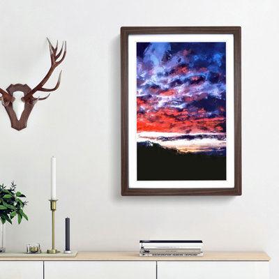 Fire Sky Above the Mountain in Abstract - Picture Frame Graphic Art Print