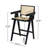27'', Modern Minimalist Bar Stool With Cane Seat, Solid Wood Frame