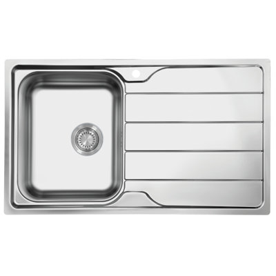Ukinox 500mm W Single Bowl Stainless Steel Drop-In Kitchen Sink with 2 Faucet Holes