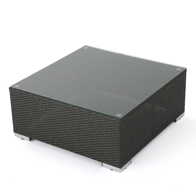 SANTA ROSA TABLE W/GLASS KD (GRY +ALU)