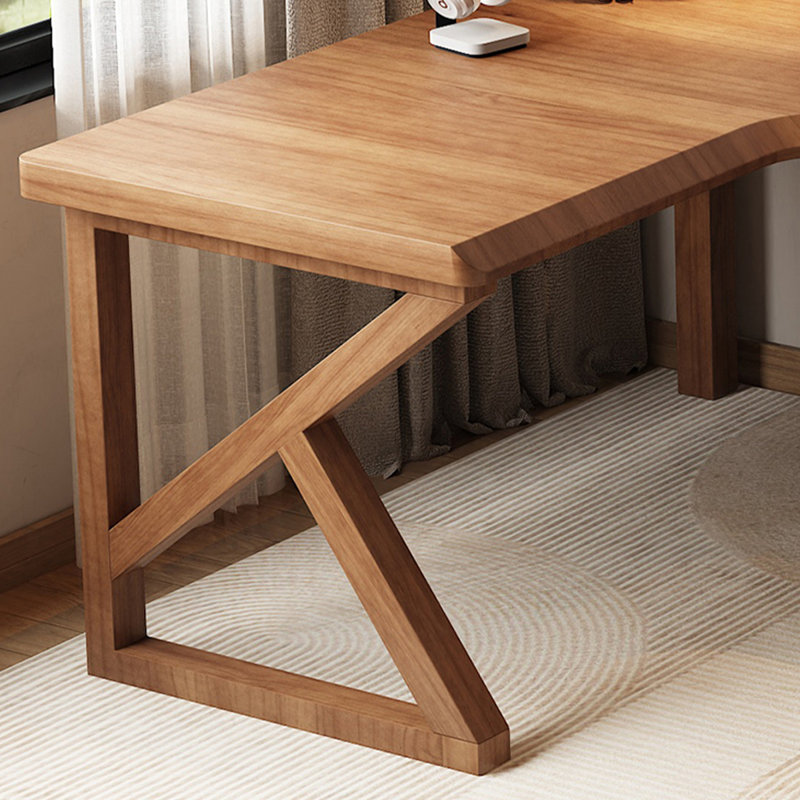 Bureau en bois massif en L noyer clair, Retour à gauche, H 29,53 po x l 86,61 po x P 55,12 po
