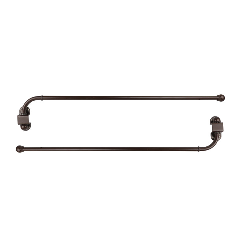 Pennie Adjustable Single Curtain Rod, Black, 0.5" H x 24" W x 0.5" D