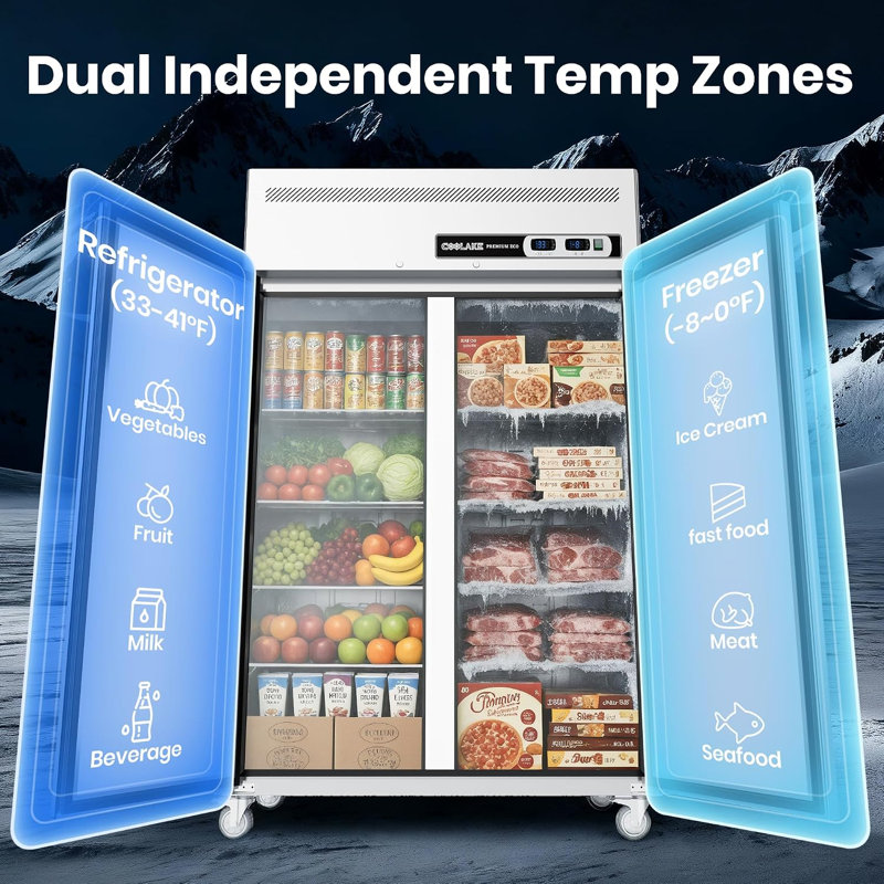 Réfrigérateur congélateur commercial de 48 po de largeur avec congélateur vertical de 36 pieds cubes