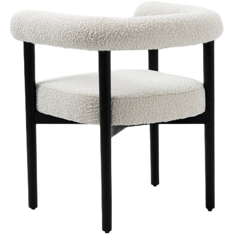 18.9'' H Boucle Fabric Upholstered Armchair, Black, Cream Boucle Fabric