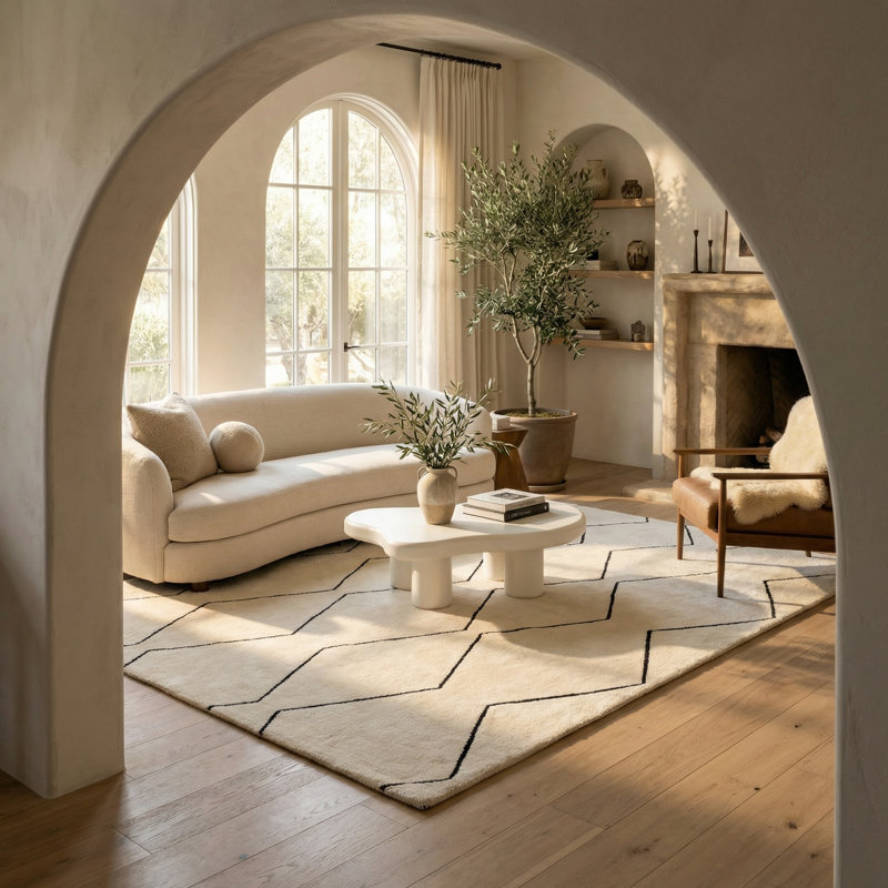 Tapis intérieur / extérieur à treillis beige / noir 7 pi x 10 pi (6 pi 6 po x 9 pi 6 po) Lenya de Branch Branch