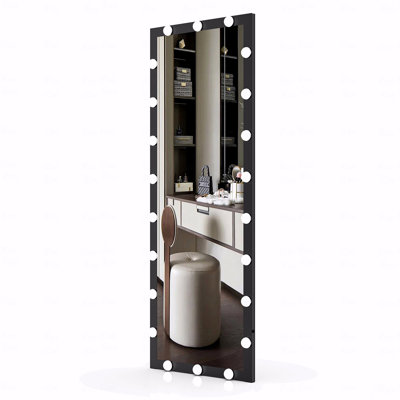 Full-Length Vanity Mirror With Led Lights Full Body Vanity Mirror With 3 Color Modes Lighted Standing Floor Mirror For Dressing Room Bedroom Wall Mounted Touch Control Black 63X24"