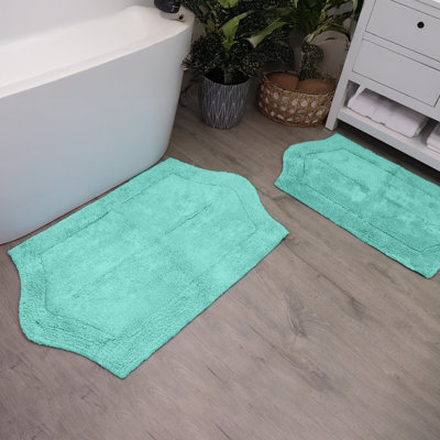 Ensemble de tapis de bain 100% coton Morissette Waterford, ensemble de 2 pièces, comprenant 21 po x 34 po et 24 po x 40 po, envers en latex vaporisé, tapis de salle de bain doux et absorbants, lavable à la machine