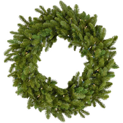 Couronne de Noël artificielle Grandland de 122 cm (48 po) pour intérieur/extérieur couvert, avec lumières DEL transparentes, fonctionne sur piles