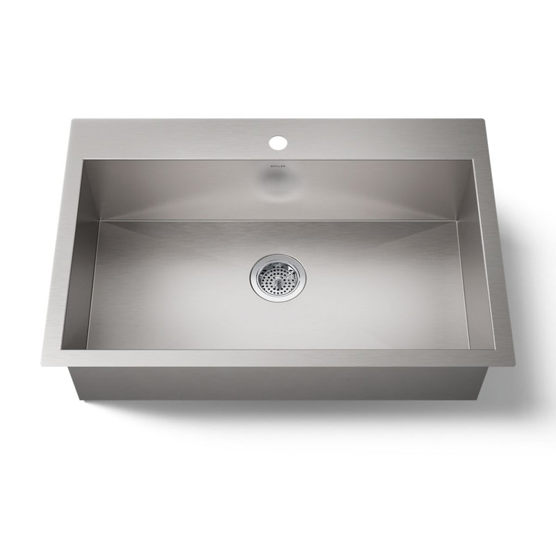 Évier de cuisine à simple cuve à montage sur le dessus / sous le comptoir Vault ™ L 33 po x l 22 po, 1 trou