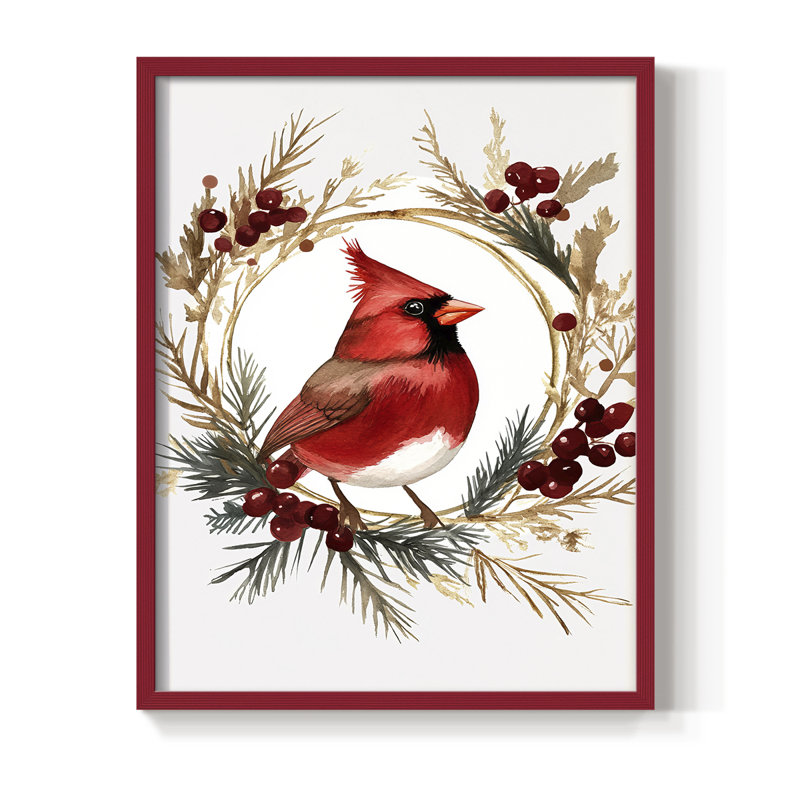 «Christmas Holiday Art CMLXV», reproduction d'art encadrée - bois massif, H 21 po x l 17 po, Rouge