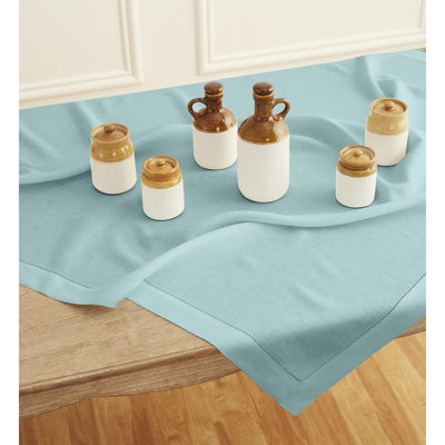 100% Pure Linen Hemstitch Table Throw - Classic Hemstitch