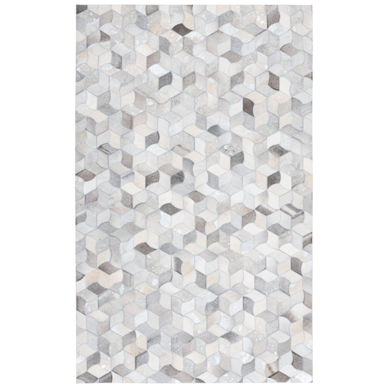 Tapis géométrique en peau de vache Krishan , Rectangle de 5 pi x 8 pi