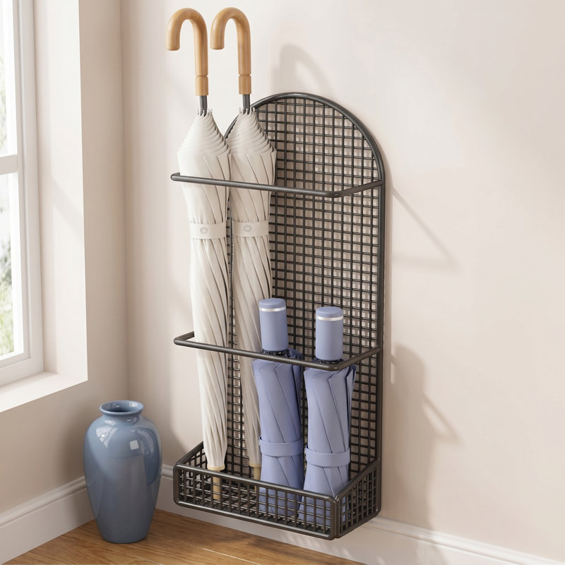 Wall-mounted umbrella stand, Black