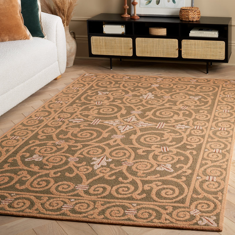 Chelsea Hand Hooked Light Green Wool Floral Area Rug