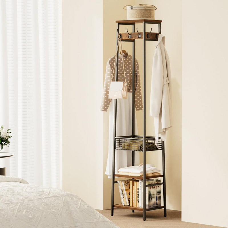 Coat Rack Freestanding, Rustic Brown