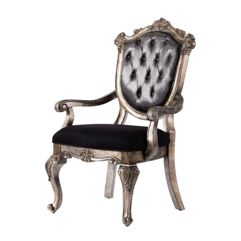 Chaises grises avec accoudoirs gris 2 - Argent et platine antique