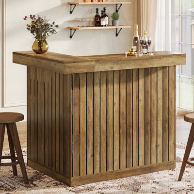 L-Shaped Home Bar Cabinet, 4-Tier Corner Liquor Bar Table