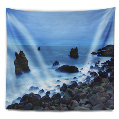 Tapisserie de mer de mer rocky raykjanes near coast