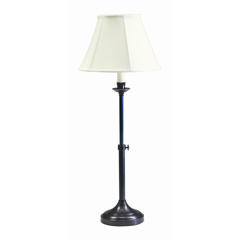 Club Buffet Table Lamp, Bronze Base and White Shade