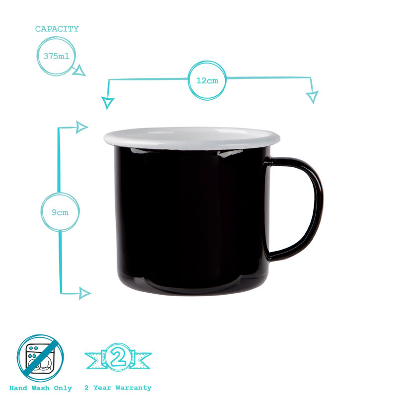 Enamelware Camping Mug, Black, 12