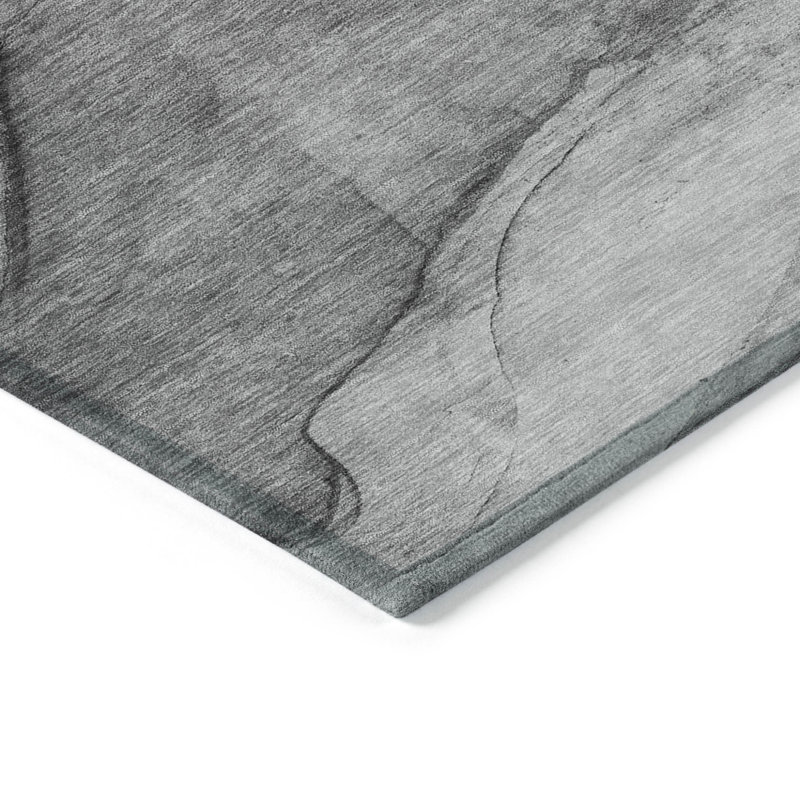 Tapis intérieur lavable abstrait argenté 5 pi x 8 pi