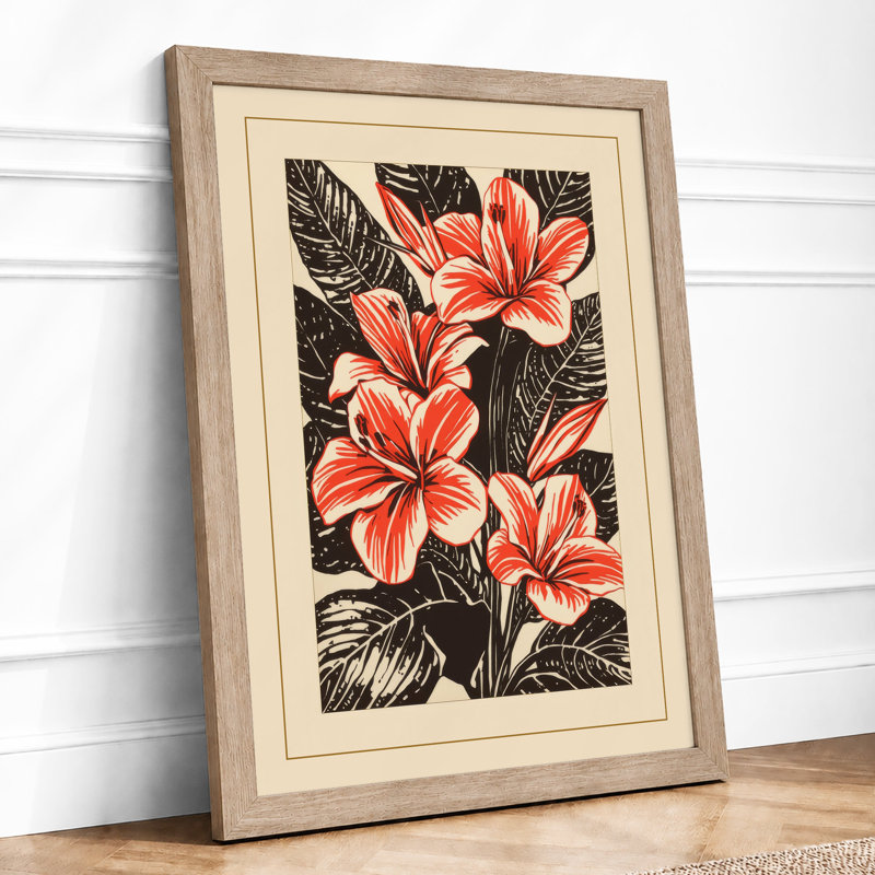Coral Botanica Botanical - Framed Print, A1 - 84.1 x 59.4 cm, Oak