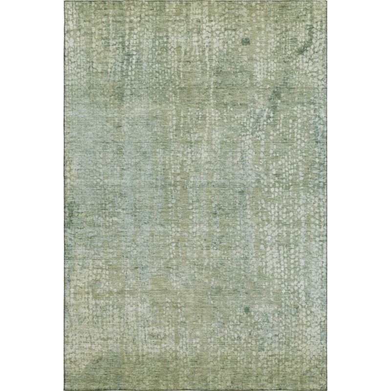 Premium Machine Washable Mayfield AMF2087 Abstract Rug, Green, 2'6" x 3'10"