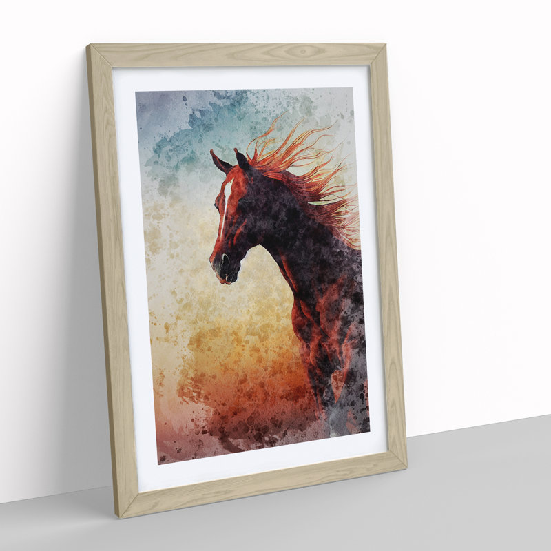 Majestic Horse - Framed Print, 46cm H x 34cm W x 2cm D, Oak