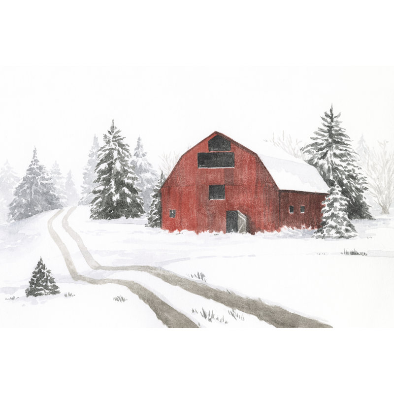 «Evergreen Farm I» par Grace Popp - peinture sur toile tendue, H 8 po x l 12 po