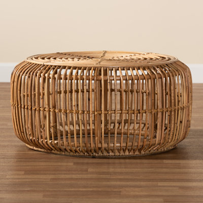 Capriles Modern Bohemian Antique Rattan Coffee Table