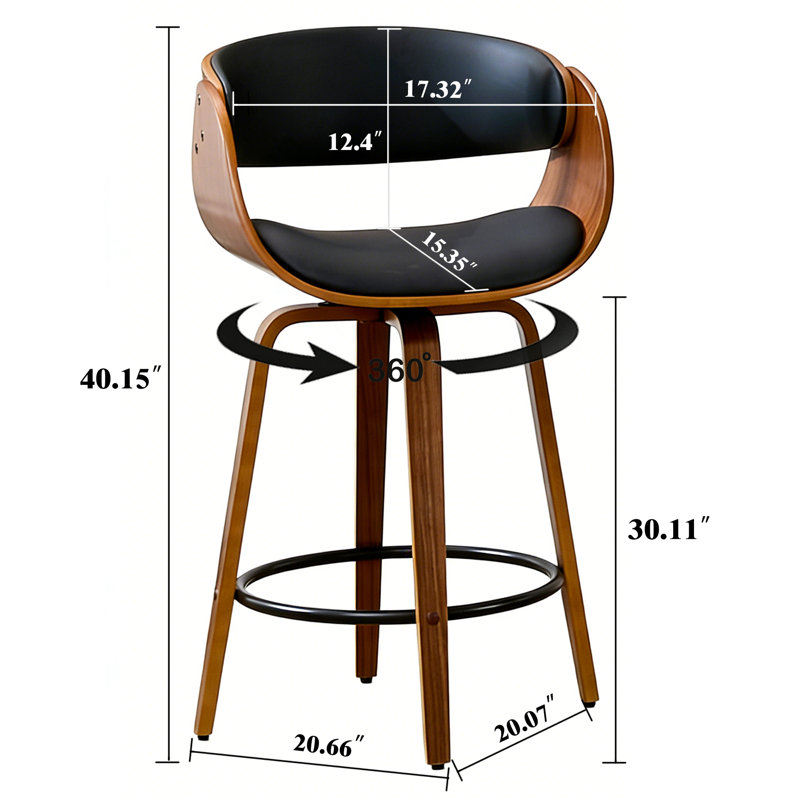 Tabouret de bar 30 po Modern, Tabouret de bar (siège d'une hauteur de 30 po), Noir