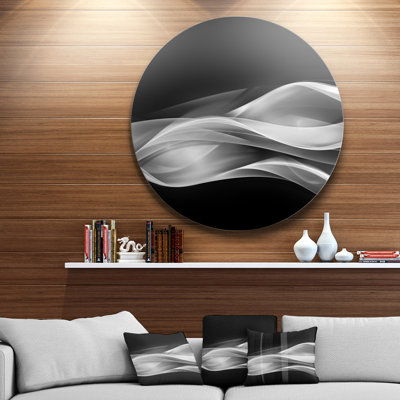 'Glittering Silver Pattern' Round fractal metal wall art print