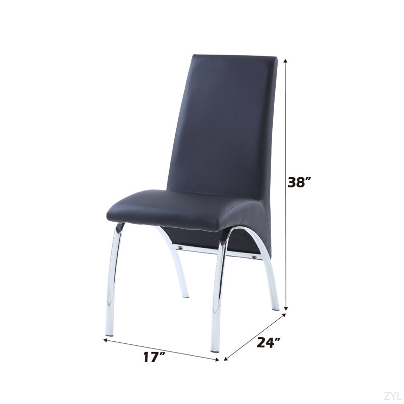 Chaise d'appoint en cuir synthétique noir et finition chromée (ensemble de 2), Noir