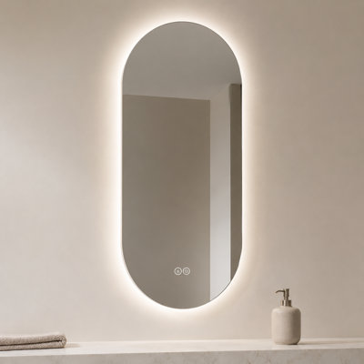 48" x 24" Oval LED Bathroom Mirror – Smart Wall Mounted Vanity Mirror with Anti-Fog for Bathroom, Barber Shop & Salon